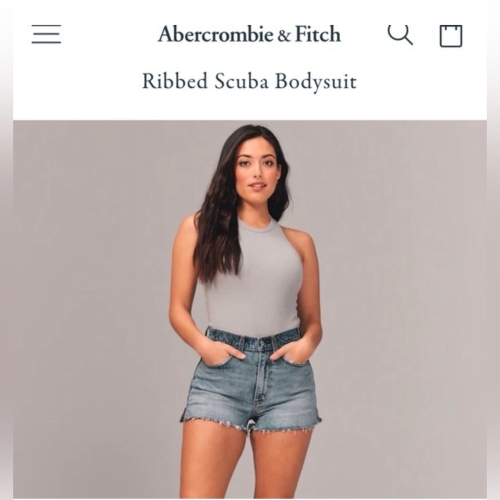 Abercrombie & Fitch Ribbed Scuba Bodysuit - Size Large - Color Gray